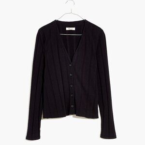 Madewell Ribbed sweater knit cardigan, black size medium